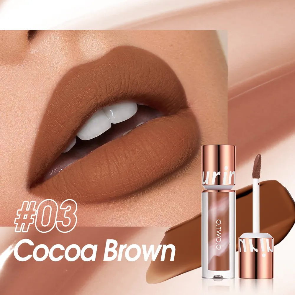 Lipstick: Waterproof Velvet, Non-stick Cup, 8 Colors Lip Tint, Matte Long Lasting - Sexy Red Liquid Lip Stick 03 Cocoa Brown / CHINA