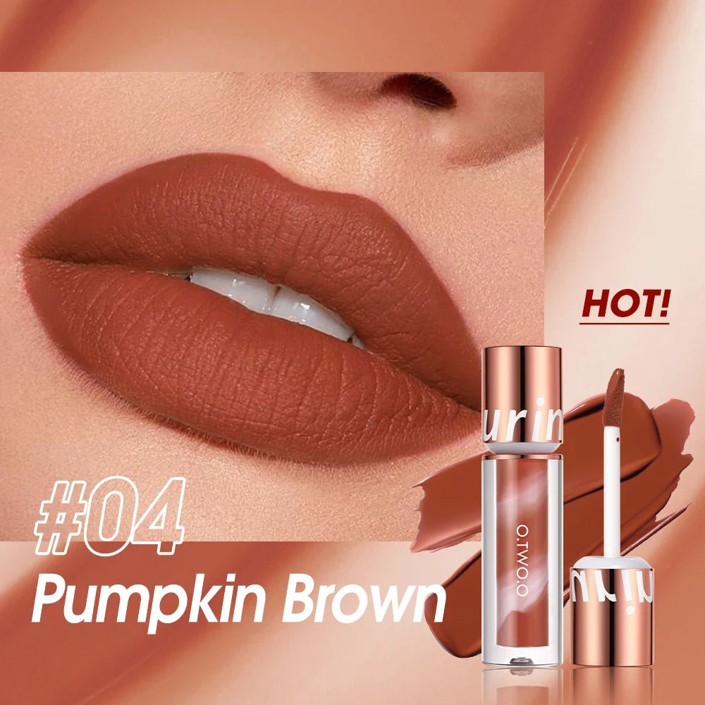 Lipstick: Waterproof Velvet, Non-stick Cup, 8 Colors Lip Tint, Matte Long Lasting - Sexy Red Liquid Lip Stick 04 Pumpkin Brown / CHINA
