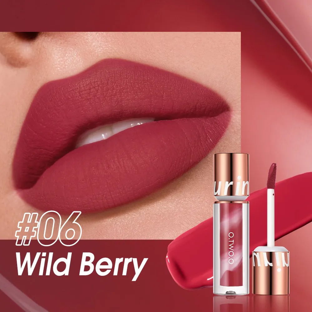 Lipstick: Waterproof Velvet, Non-stick Cup, 8 Colors Lip Tint, Matte Long Lasting - Sexy Red Liquid Lip Stick 06 Wild Berry / CHINA