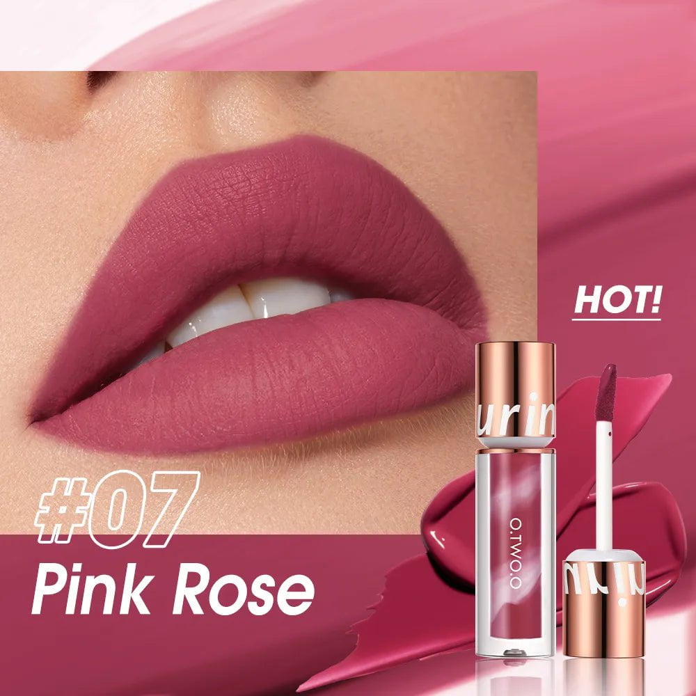 Lipstick: Waterproof Velvet, Non-stick Cup, 8 Colors Lip Tint, Matte Long Lasting - Sexy Red Liquid Lip Stick 07 Pink Rose / CHINA