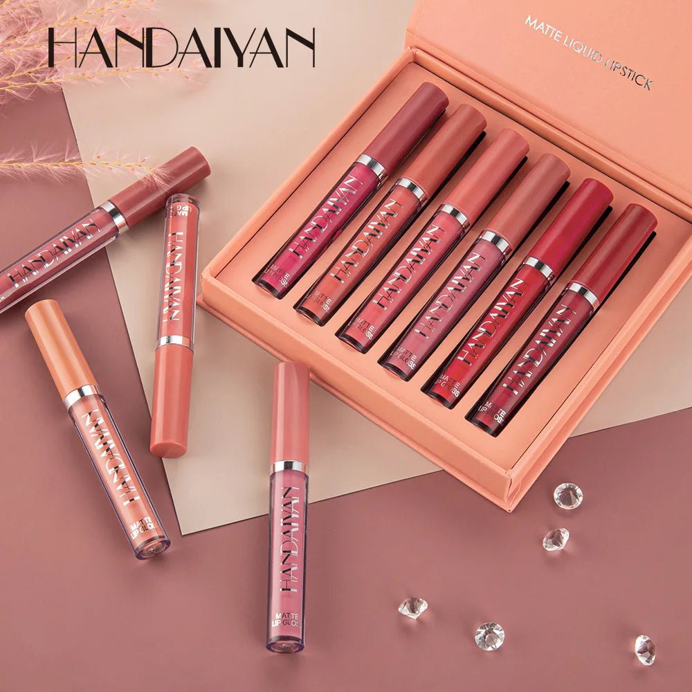 Liquid Lipstick Set: Ultra Matte Velvet, Waterproof, Long Lasting, Red Glosses Nude - 6Pcs Makeup Beauty Cosmetic Kit