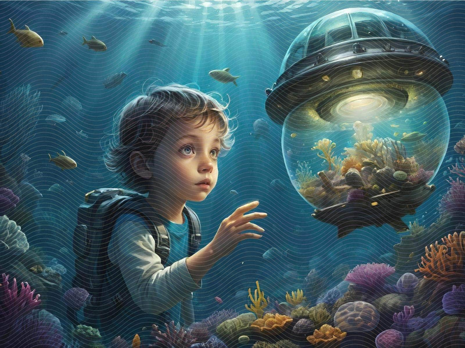 Little Boy Underwater Adventure