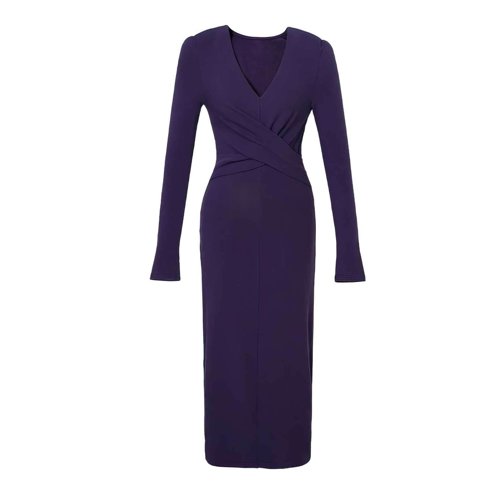 Long Sleeve Crossover Bodice Sheath Dress