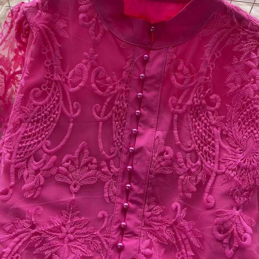 Long Sleeves Lace Embroidered Buttoned Down Shirt