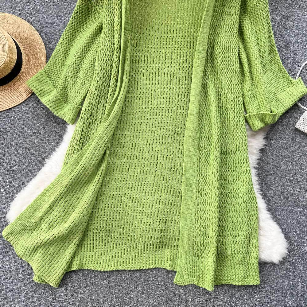 Long Sleeves Ribbed Draped Pullover Cardigan