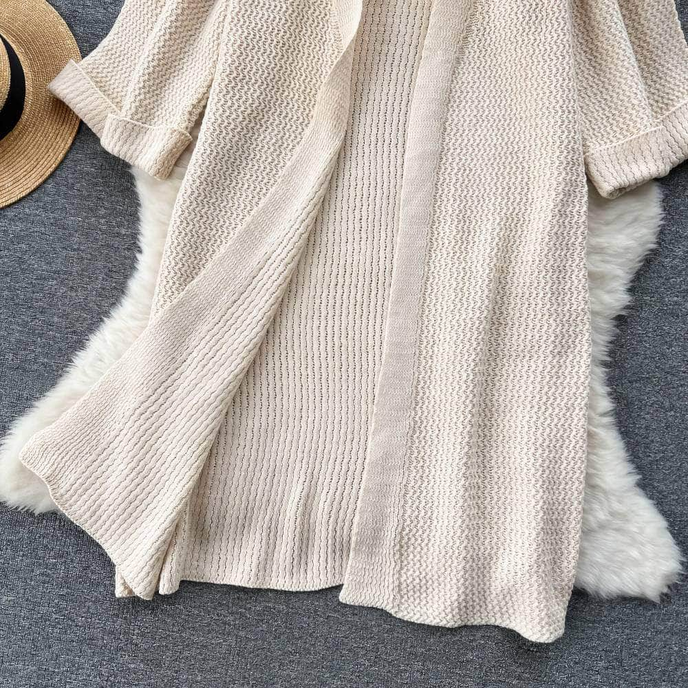 Long Sleeves Ribbed Draped Pullover Cardigan