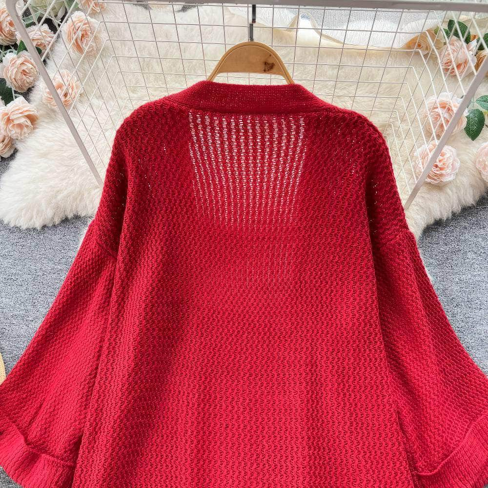 Long Sleeves Ribbed Draped Pullover Cardigan