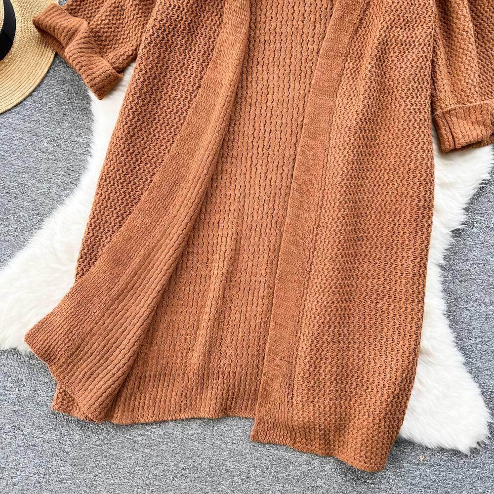 Long Sleeves Ribbed Draped Pullover Cardigan