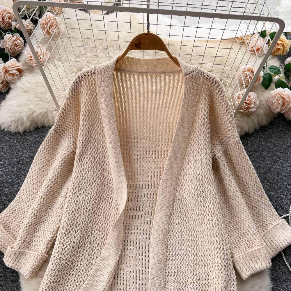 Long Sleeves Ribbed Draped Pullover Cardigan