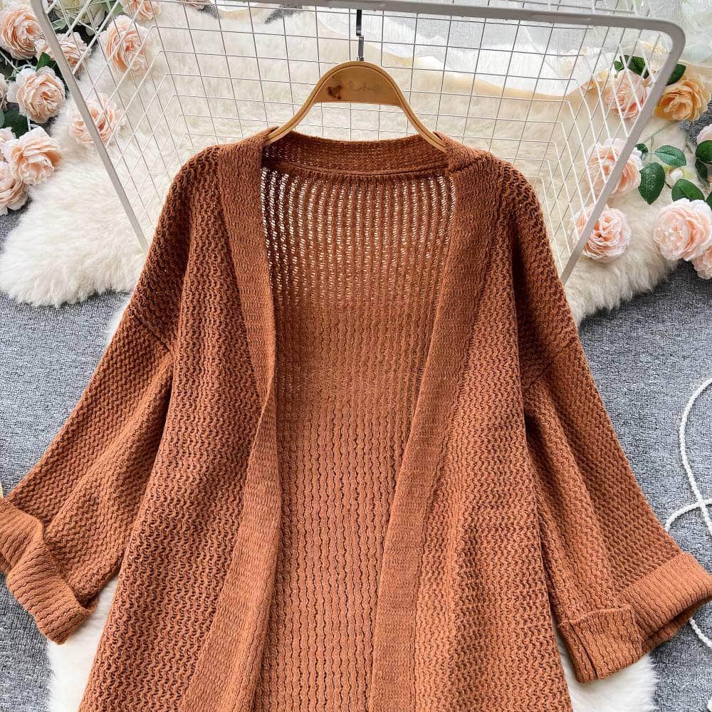 Long Sleeves Ribbed Draped Pullover Cardigan