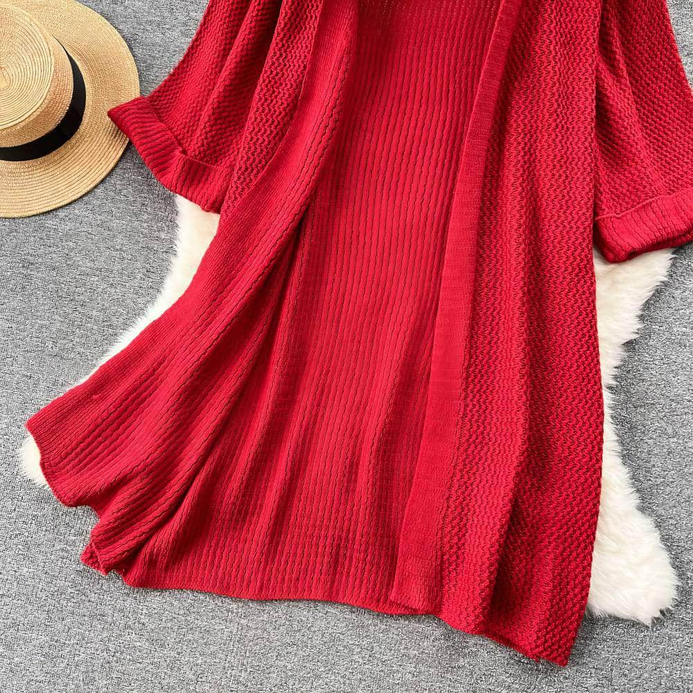 Long Sleeves Ribbed Draped Pullover Cardigan