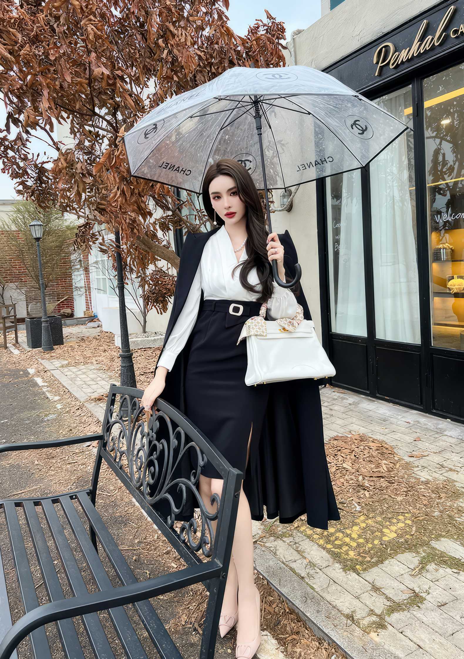 Long Sleeves V-Neck High Waist Dress