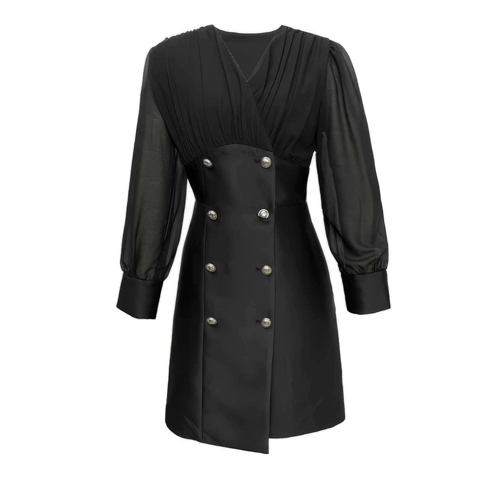 Longsleeve V-Neck Ruffled Blazer Dress