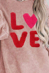 LOVE Round Neck Dropped Shoulder Sweatshirt