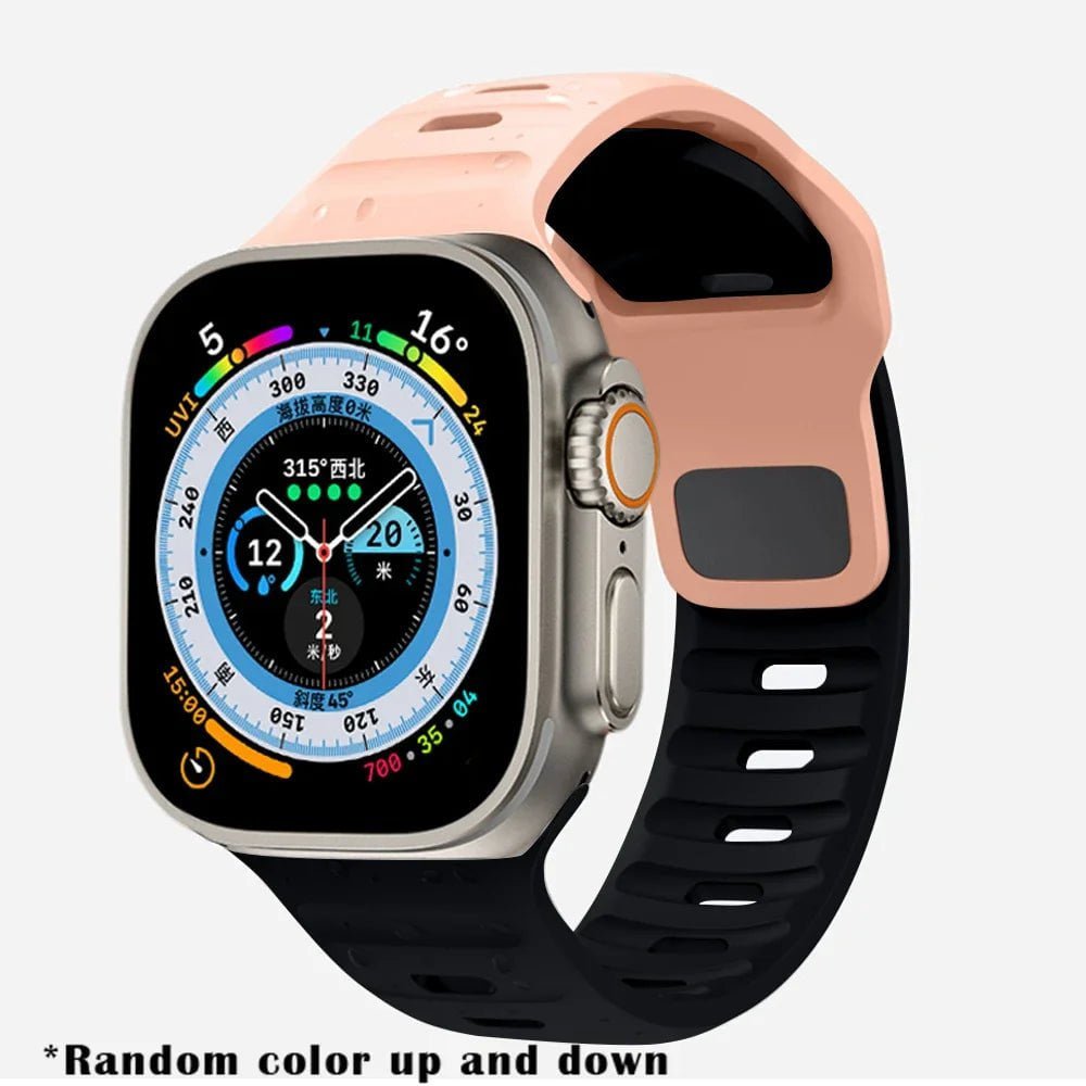Luminous Silicone Band for Apple Watch - Compatible with iWatch Ultra/8/7/3/5/6/SE/4, Available in Various Sizes Pink Black / 42mm 44mm 45mm 49mm