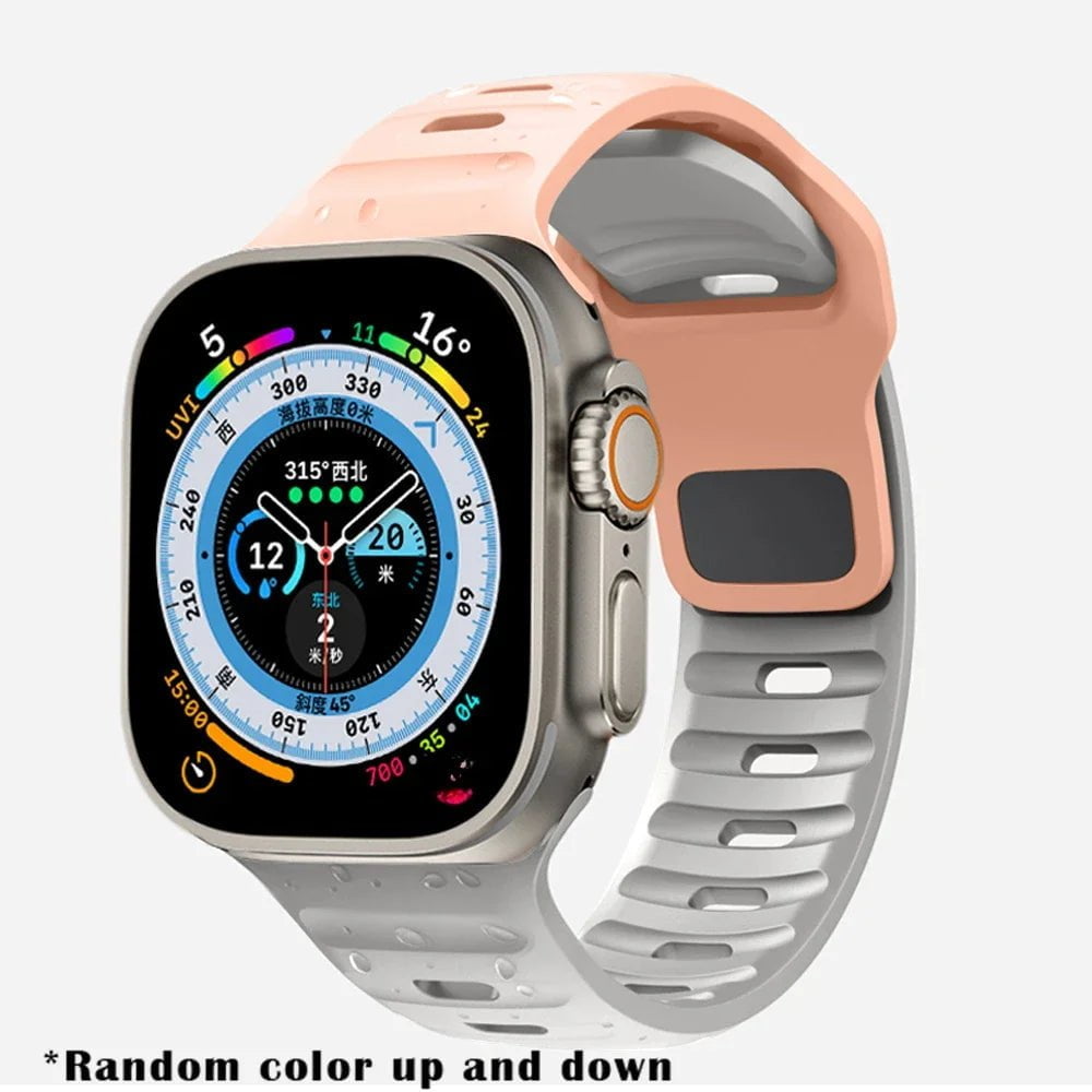 Luminous Silicone Band for Apple Watch - Compatible with iWatch Ultra/8/7/3/5/6/SE/4, Available in Various Sizes Pink Gray / 42mm 44mm 45mm 49mm