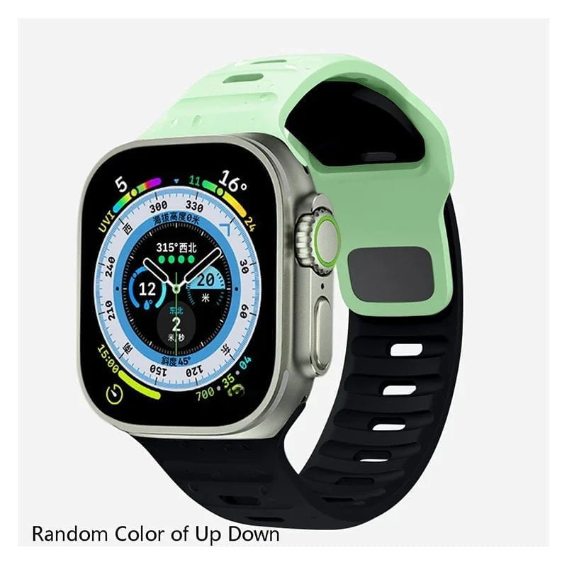 Luminous Silicone Band for Apple Watch - Compatible with iWatch Ultra/8/7/3/5/6/SE/4, Available in Various Sizes Pistachio Black / 42mm 44mm 45mm 49mm