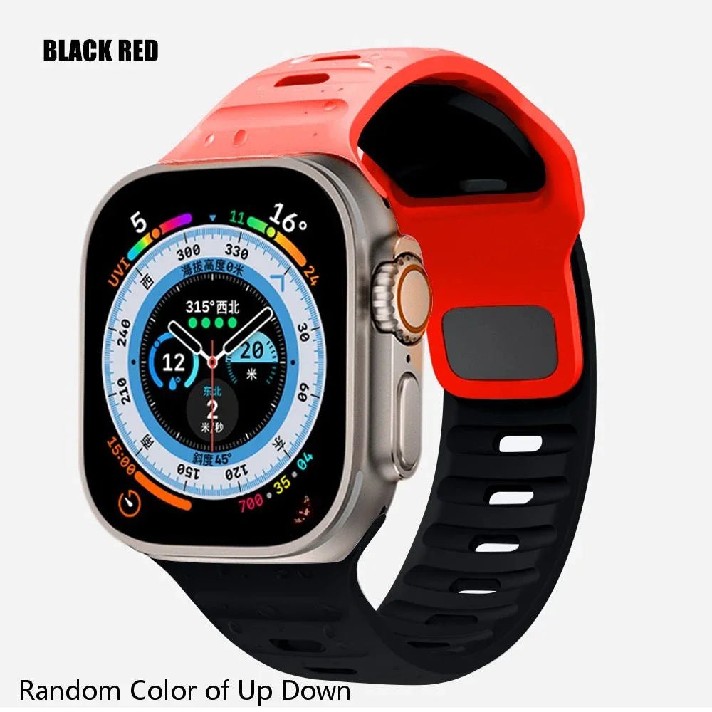 Luminous Silicone Band for Apple Watch - Compatible with iWatch Ultra/8/7/3/5/6/SE/4, Available in Various Sizes Red Black / 42mm 44mm 45mm 49mm / CHINA