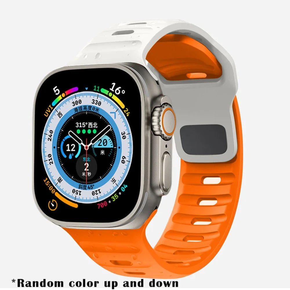 Luminous Silicone Band for Apple Watch - Compatible with iWatch Ultra/8/7/3/5/6/SE/4, Available in Various Sizes White Orange / 42mm 44mm 45mm 49mm / CHINA