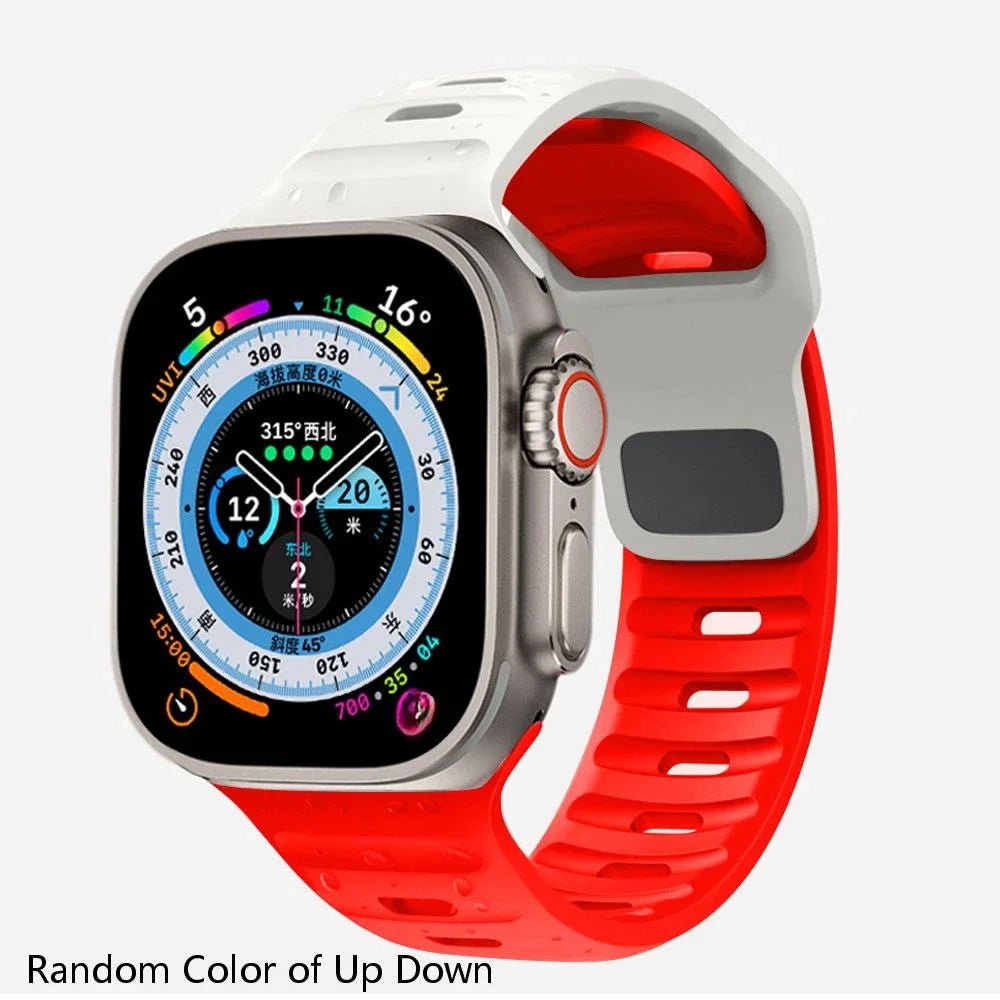 Luminous Silicone Band for Apple Watch - Compatible with iWatch Ultra/8/7/3/5/6/SE/4, Available in Various Sizes White Red / 42mm 44mm 45mm 49mm / CHINA