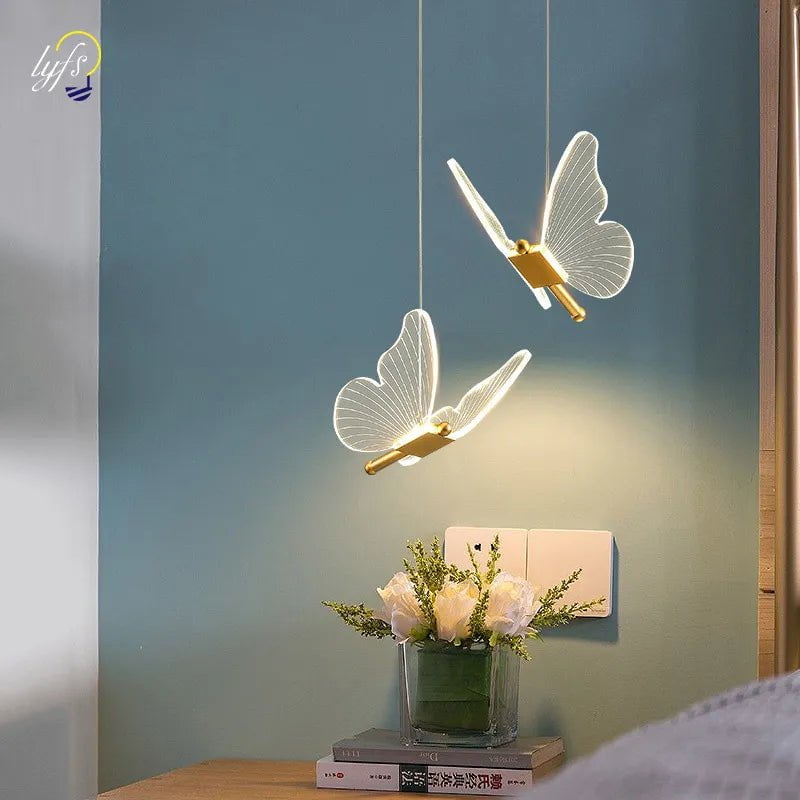 Lustre LED Butterfly Pendant Light: Ceiling, Kitchen, Bedside, Living Room Decor - Nordic Pendant Lamp Fixture