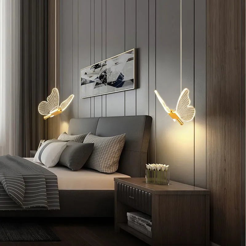 Lustre LED Butterfly Pendant Light: Ceiling, Kitchen, Bedside, Living Room Decor - Nordic Pendant Lamp Fixture