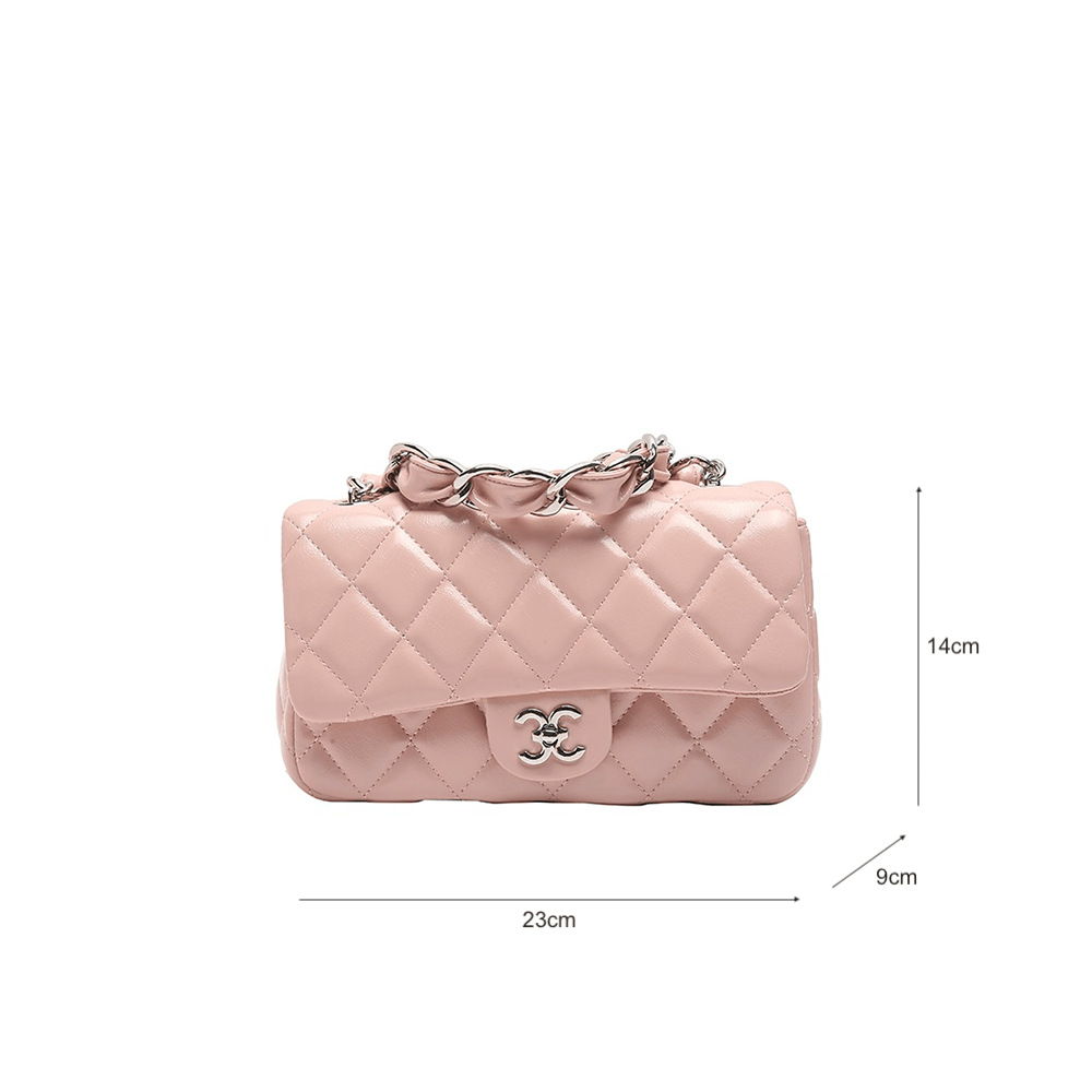 Luxe Chain Accented Quilted Flap Shoulder Bag