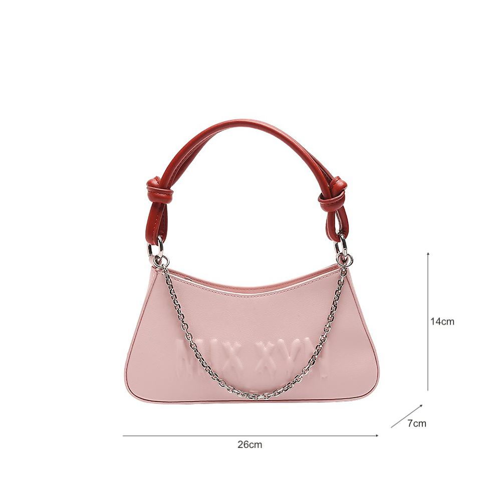 Luxe Chain Deco Letter Embroidered Hobo Bag