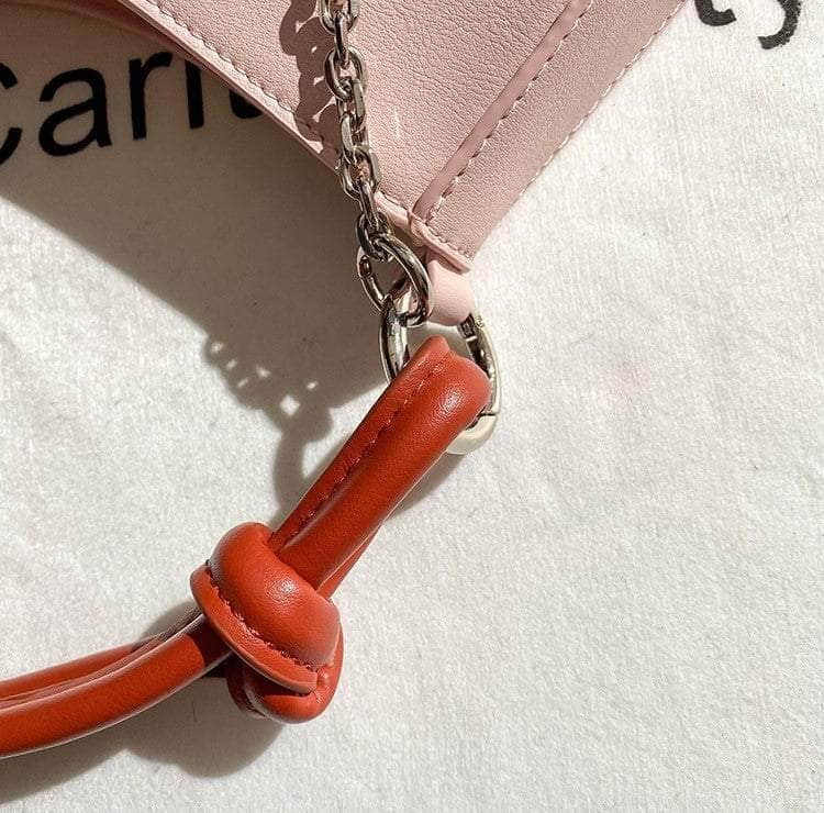 Luxe Chain Deco Letter Embroidered Hobo Bag