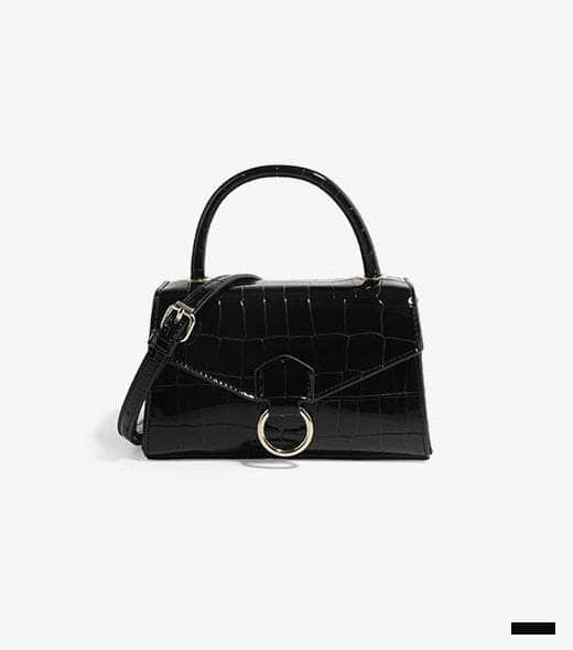 Luxe Crocodile Leather Mini Bag Black