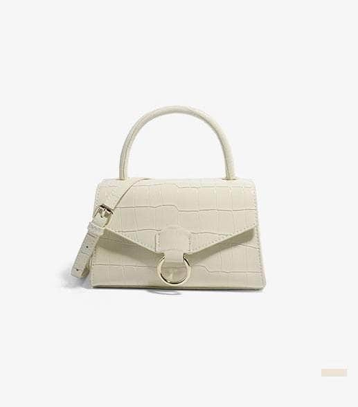 Luxe Crocodile Leather Mini Bag Cream