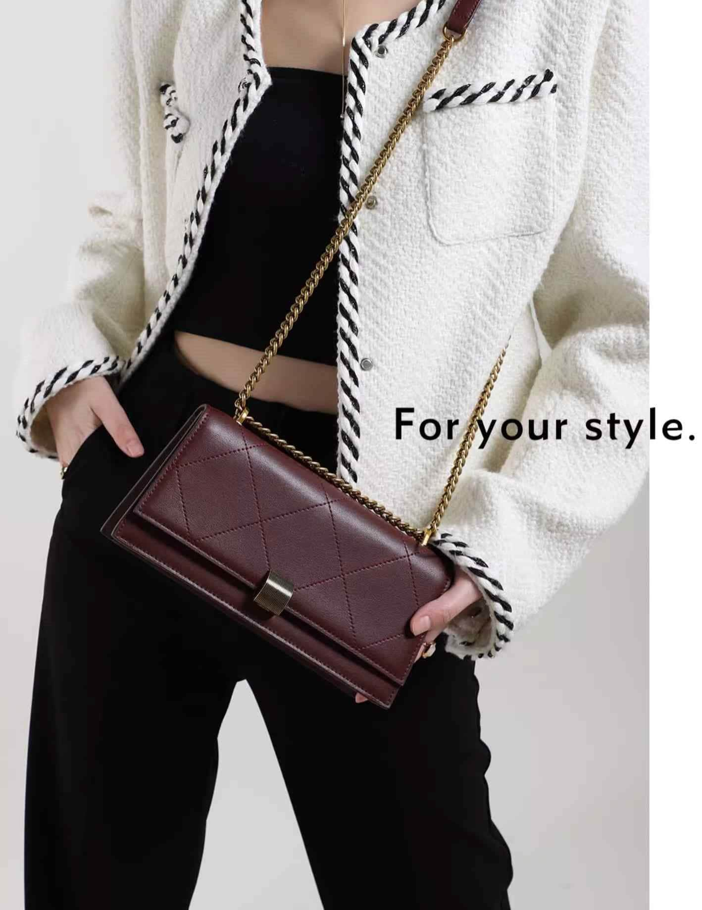 Luxe Metal Buckle Quilted Embossed Shoulder Bag