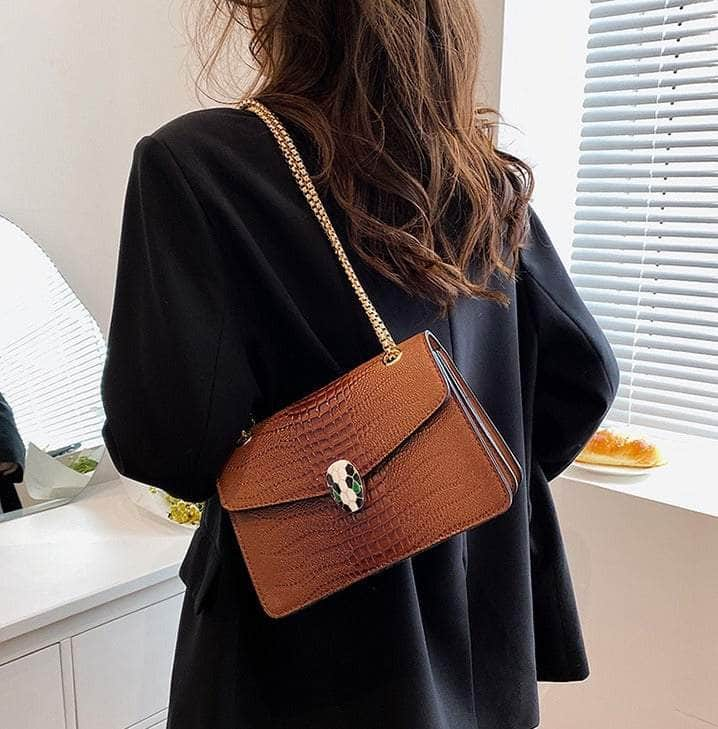 Luxurious Crocodile Skin Shoulder Bag