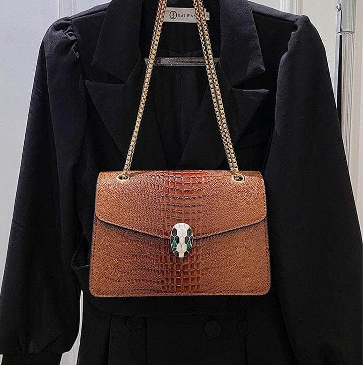 Luxurious Crocodile Skin Shoulder Bag