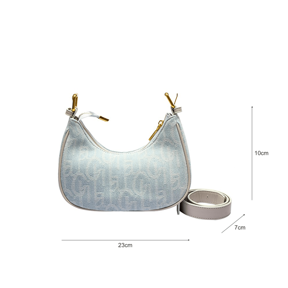 Luxurious  Light Blue Baguette Shoulder Bag