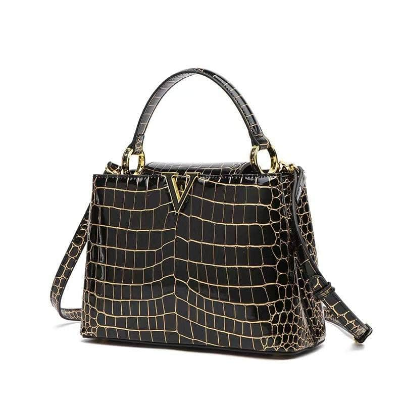 Luxurious Shimmering Croc Leather Handbag