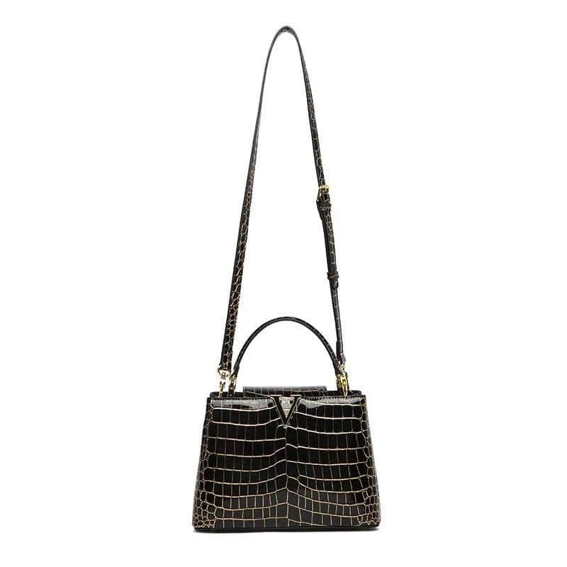 Luxurious Shimmering Croc Leather Handbag