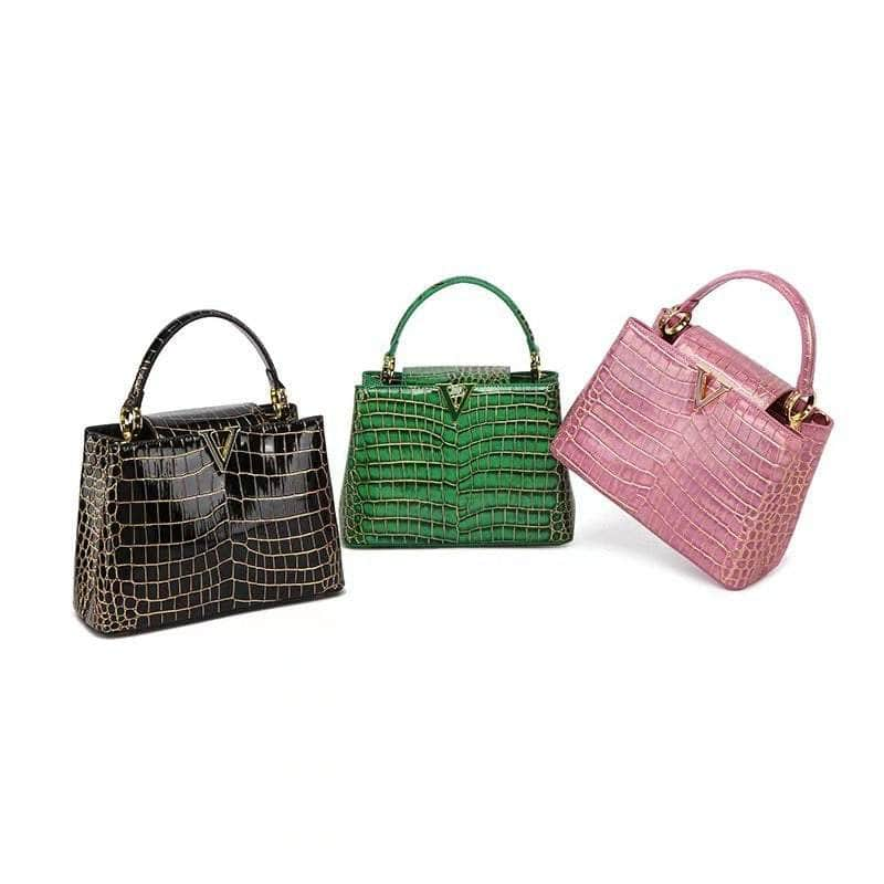 Luxurious Shimmering Croc Leather Handbag