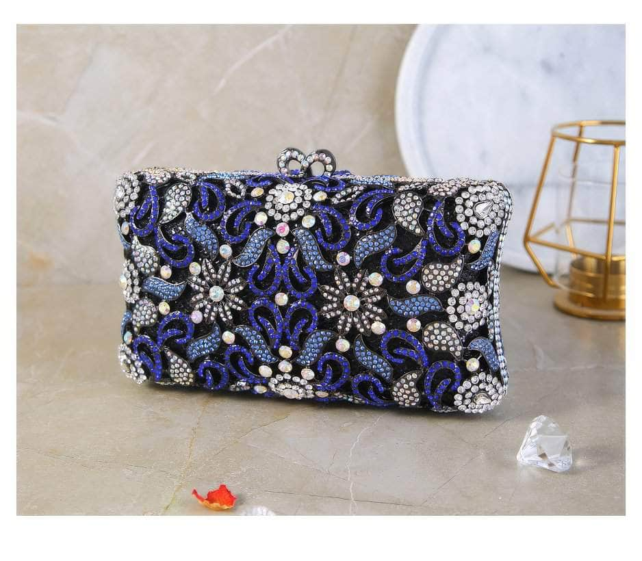 Luxurious Sparkling Floral Rhinestone Decor Purse