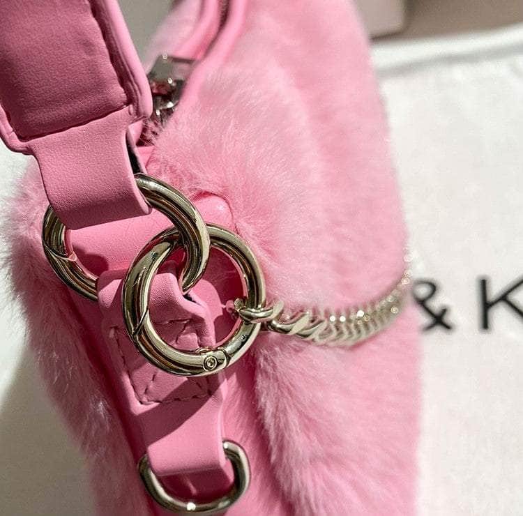 Luxurious Vegan Fur Hobo Handbag