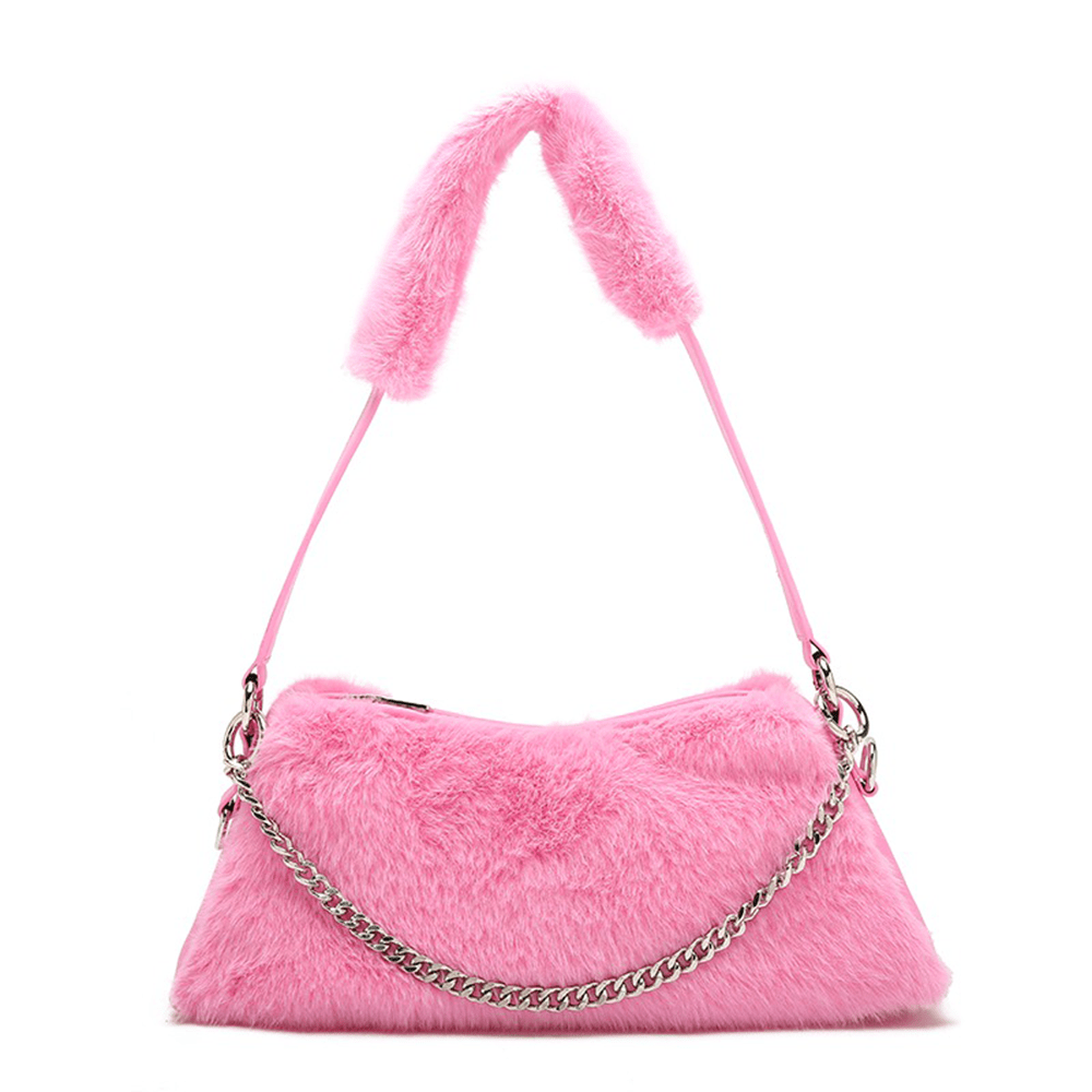 Luxurious Vegan Fur Hobo Handbag