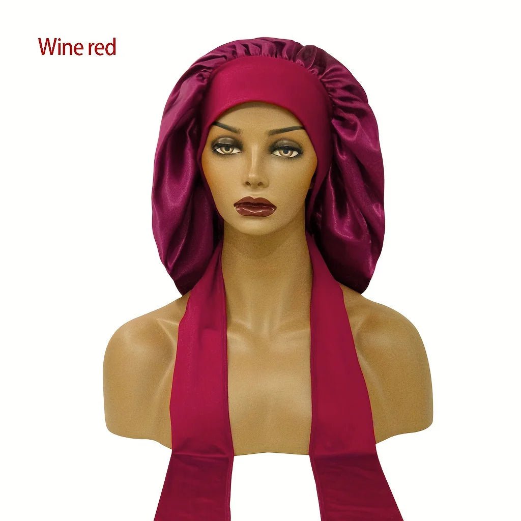 Luxury 1PC Wide Brim Sleeping Cap Burgundy