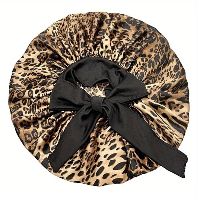 Luxury 1PC Wide Brim Sleeping Cap Leopard Print