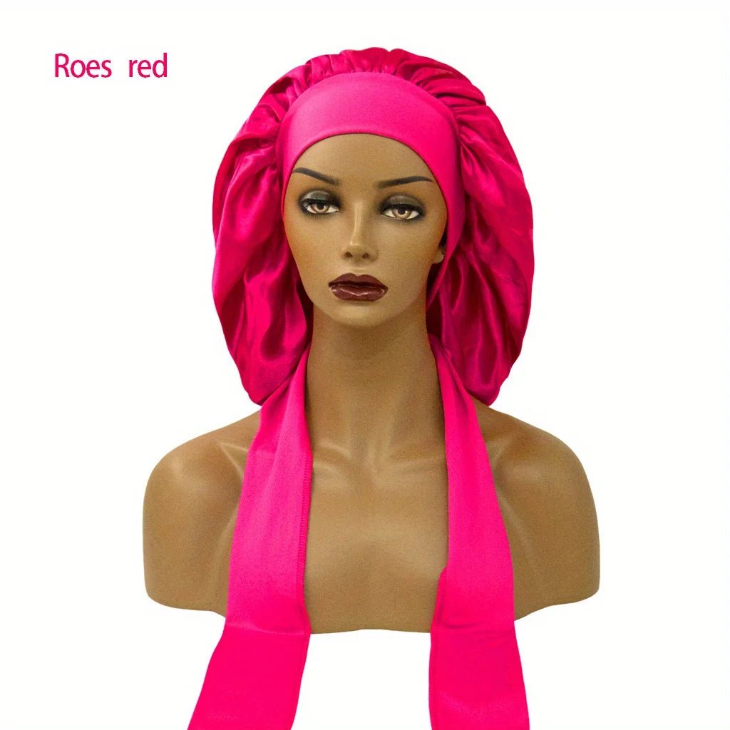 Luxury 1PC Wide Brim Sleeping Cap Rose Red