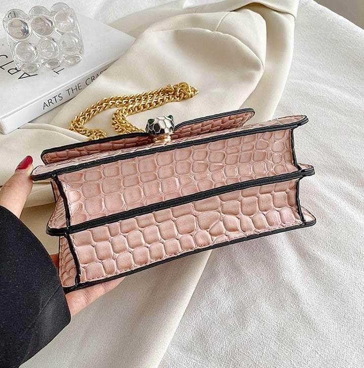 Luxury Chain Strap Croc Leather Shoulder Crossbody Bag