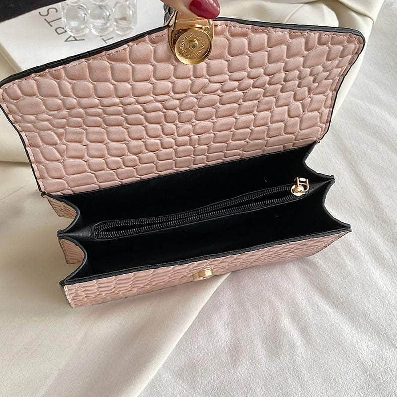 Luxury Chain Strap Croc Leather Shoulder Crossbody Bag