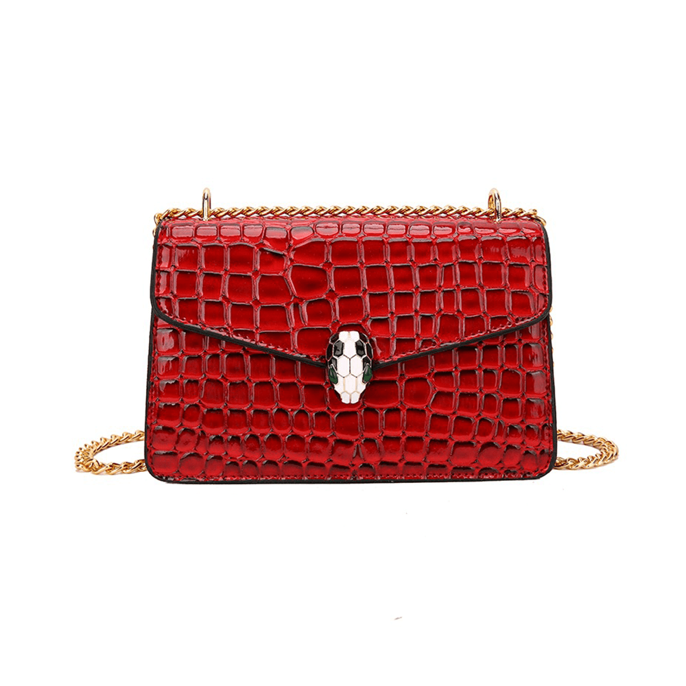 Luxury Chain Strap Croc Leather Shoulder Crossbody Bag