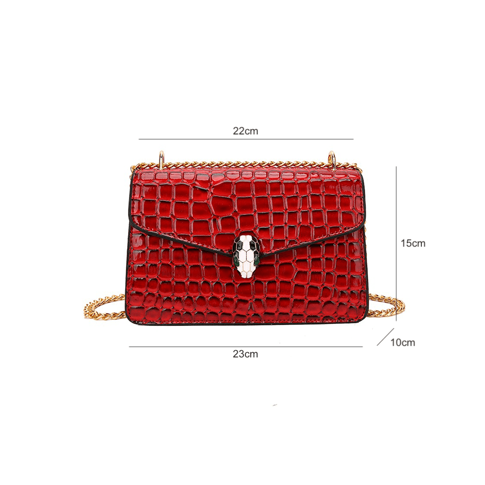 Luxury Chain Strap Croc Leather Shoulder Crossbody Bag