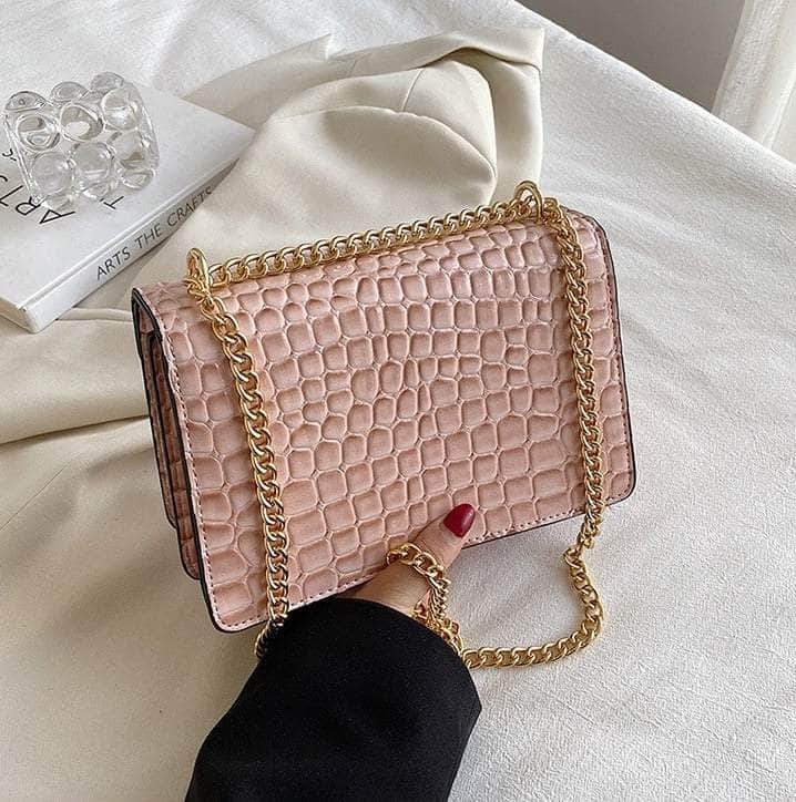 Luxury Chain Strap Croc Leather Shoulder Crossbody Bag