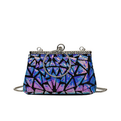 Luxury Clip Sequin Shoulder Chain Purse Blue